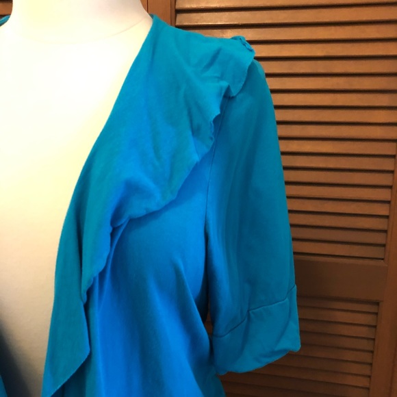 Lane Bryant blue ruffle trim cardigan 22/24 - Picture 3 of 8